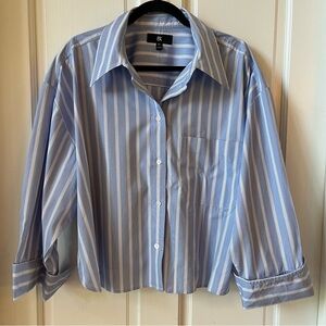 Banana Republic Blue Striped Button-Up Shirt